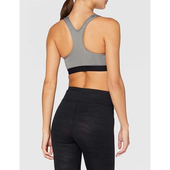 New! NIKE Pro Classic Racerback Medium Support Sports Bra Gray Black Size XS - Picture 2 of 8